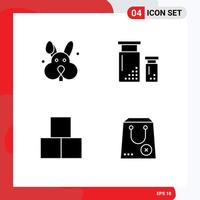 4 User Interface Solid Glyph Pack of modern Signs and Symbols of bynny bricks coding development toy Editable Vector Design Elements