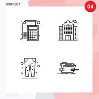 Set of 4 Modern UI Icons Symbols Signs for accounting fashion math building eid Editable Vector Design Elements