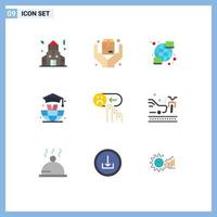 9 Thematic Vector Flat Colors and Editable Symbols of sad help computer emotion education Editable Vector Design Elements