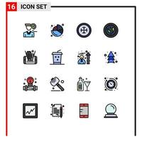 Universal Icon Symbols Group of 16 Modern Flat Color Filled Lines of mobile health pie germ bacterium Editable Creative Vector Design Elements