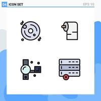 Group of 4 Filledline Flat Colors Signs and Symbols for disk handycam multimedia tissue video camera Editable Vector Design Elements