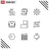 Set of 9 Vector Outlines on Grid for align store business shopping share Editable Vector Design Elements