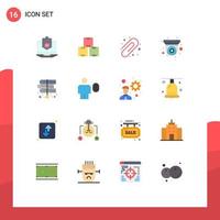 Modern Set of 16 Flat Colors and symbols such as security camera cctv industry stock camera education Editable Pack of Creative Vector Design Elements