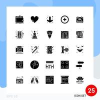 Universal Icon Symbols Group of 25 Modern Solid Glyphs of hat user favorite plus full Editable Vector Design Elements