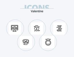 paquete de iconos de línea de san valentín 5 diseño de iconos. día. corazón. anillo. boda. amar vector