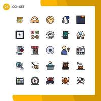 Set of 25 Modern UI Icons Symbols Signs for tabs world ball support help Editable Vector Design Elements