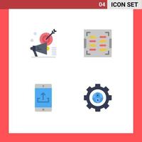 Universal Icon Symbols Group of 4 Modern Flat Icons of campaign application target construction mobile application Editable Vector Design Elements