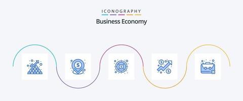 Economy Blue 5 Icon Pack Including population. idleness. money. graph. chart vector