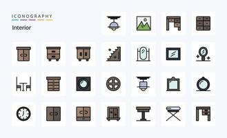 25 Interior Line Filled Style icon pack vector