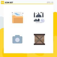 Pack of 4 Modern Flat Icons Signs and Symbols for Web Print Media such as seo instagram data masjid image Editable Vector Design Elements