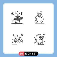 Pack of 4 Modern Filledline Flat Colors Signs and Symbols for Web Print Media such as business bicycle growth proposal cycling Editable Vector Design Elements