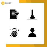 4 Universal Solid Glyphs Set for Web and Mobile Applications document unsafe server tool avatar Editable Vector Design Elements
