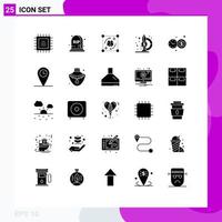 User Interface Pack of 25 Basic Solid Glyphs of geo investment time file clock microscope Editable Vector Design Elements