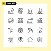 16 Outline concept for Websites Mobile and Apps eat security online rescue beach Editable Vector Design Elements