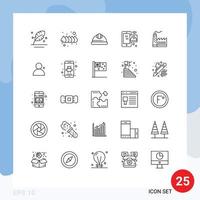 Line Pack of 25 Universal Symbols of building iot cap internet of things image Editable Vector Design Elements