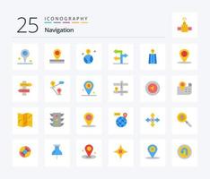 paquete de iconos de navegación de 25 colores planos que incluye el lugar. ubicación. ubicación. ruta. navegación vector