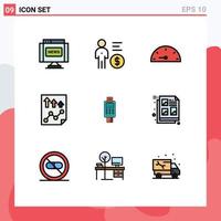 Universal Icon Symbols Group of 9 Modern Filledline Flat Colors of machine paper person page data Editable Vector Design Elements