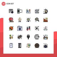 Universal Icon Symbols Group of 25 Modern Filled line Flat Colors of athletics research fund wireframe microscope phone Editable Vector Design Elements