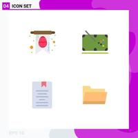 Editable Vector Line Pack of 4 Simple Flat Icons of card e snooker stick knowledge Editable Vector Design Elements