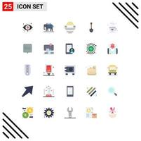 Group of 25 Modern Flat Colors Set for digging tool device shovel telephone Editable Vector Design Elements