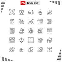 Universal Icon Symbols Group of 25 Modern Lines of joystick game shield arcade glasses Editable Vector Design Elements