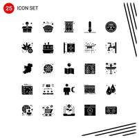 Set of 25 Modern UI Icons Symbols Signs for coding paintbrush decoration draw house Editable Vector Design Elements