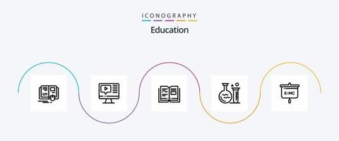 Education Line 5 Icon Pack Including education. education. book. lab. tube vector