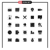 Modern Set of 25 Solid Glyphs Pictograph of idea finance add crowd funding interaction Editable Vector Design Elements