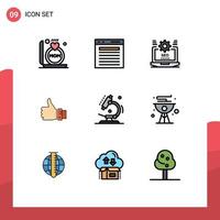 Modern Set of 9 Filledline Flat Colors Pictograph of hand business website like setting Editable Vector Design Elements