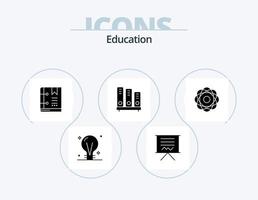 Education Glyph Icon Pack 5 Icon Design. reading. book. education. page. favorite vector