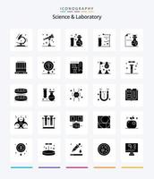 Paquete de iconos de ciencia creativa de 25 glifos en negro sólido, como productos químicos. balancearse. química. física. gravedad vector