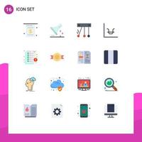 Group of 16 Flat Colors Signs and Symbols for headphones graph sample flask finance space Editable Pack of Creative Vector Design Elements