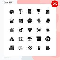 Solid Glyph Pack of 25 Universal Symbols of clipboard plain content management medal decoration Editable Vector Design Elements