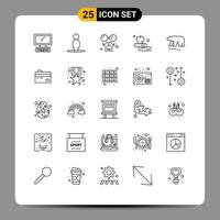 paquete de iconos vectoriales de stock de 25 signos y símbolos de línea para la educación del oso avatar libro amor elementos de diseño vectorial editables vector