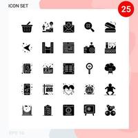 Group of 25 Solid Glyphs Signs and Symbols for food zoom disease search medicine Editable Vector Design Elements