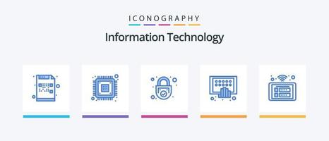 Information Technology Blue 5 Icon Pack Including mobile. apps. encryption. security. safe. Creative Icons Design vector