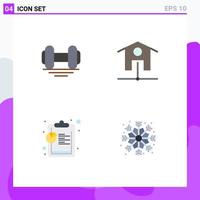 Group of 4 Modern Flat Icons Set for dumbbell data lift wifi snowflake Editable Vector Design Elements