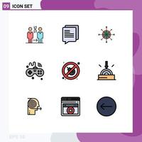 Group of 9 Filledline Flat Colors Signs and Symbols for wifi iot focus internet target Editable Vector Design Elements