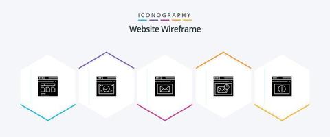 Website Wireframe 25 Glyph icon pack including page. inbox. website. browser. page vector