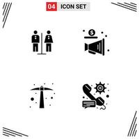 Group of 4 Solid Glyphs Signs and Symbols for elevator hoe service promote tool Editable Vector Design Elements