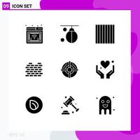 9 Solid Glyph concept for Websites Mobile and Apps arrow security training real estate construction Editable Vector Design Elements