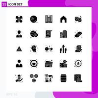 25 Universal Solid Glyphs Set for Web and Mobile Applications film theatre building mask instagram Editable Vector Design Elements