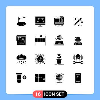 16 Thematic Vector Solid Glyphs and Editable Symbols of liquidator color sampler graphic design color picker programming Editable Vector Design Elements
