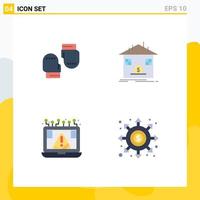 Mobile Interface Flat Icon Set of 4 Pictograms of boxing connection protective savings cyber Editable Vector Design Elements