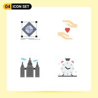 4 User Interface Flat Icon Pack of modern Signs and Symbols of architecture canada model hands alarm Editable Vector Design Elements