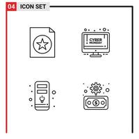 4 User Interface Line Pack of modern Signs and Symbols of document hardware online shop monday economy Editable Vector Design Elements