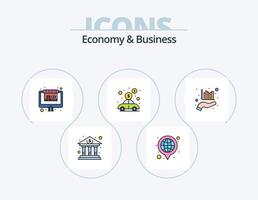 paquete de iconos llenos de línea de economía y negocios 5 diseño de iconos. desarrollo. almacenar. negocio. comercio. mercado vector