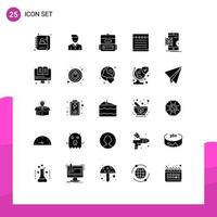 Group of 25 Modern Solid Glyphs Set for api study education man notebook education Editable Vector Design Elements