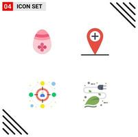 Group of 4 Modern Flat Icons Set for decoration target egg location energy Editable Vector Design Elements