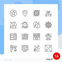 16 Creative Icons Modern Signs and Symbols of blood system pin plumbing mechanical Editable Vector Design Elements